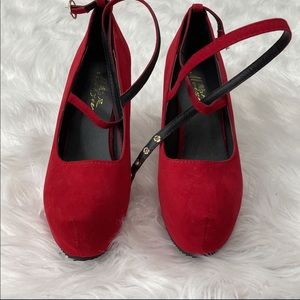 Strapy red heels